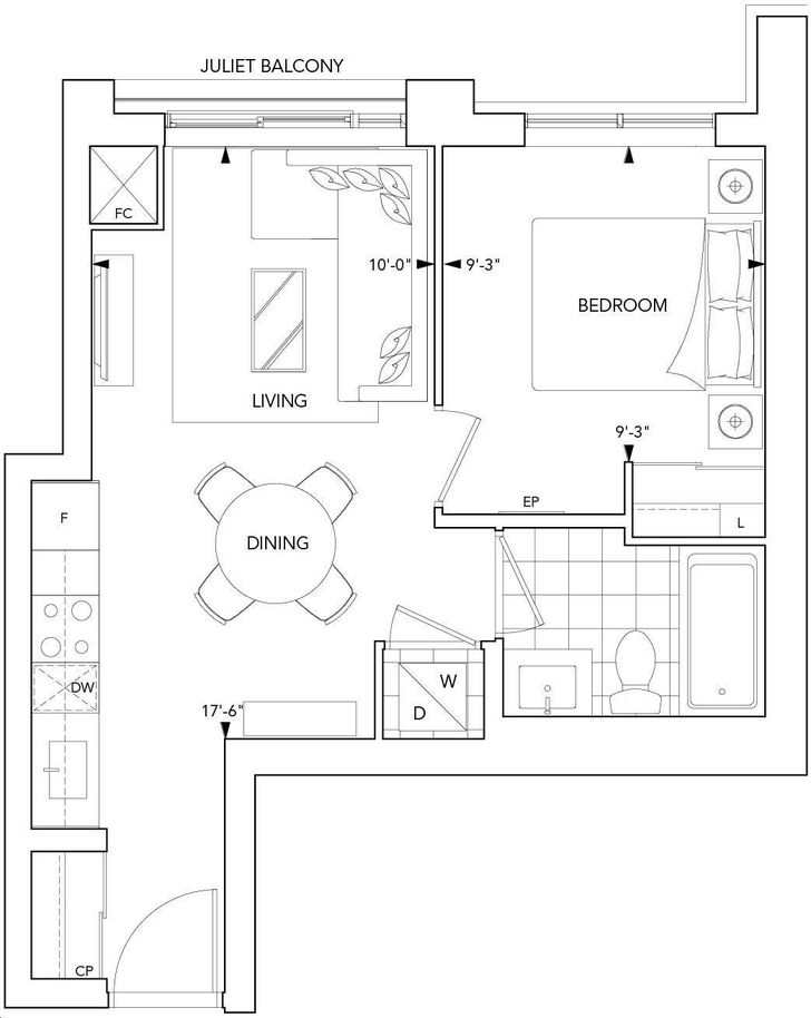 Bloorvista by Tridel |1A Floorplan 1 bed & 1 bath