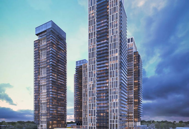Looking to the Towers of Brimley & Progress Condos by Atria Development Corporation