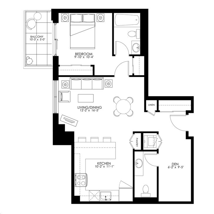 Bristol Condos by YYZed |Madison Floorplan 1 bed & 1.5 bath