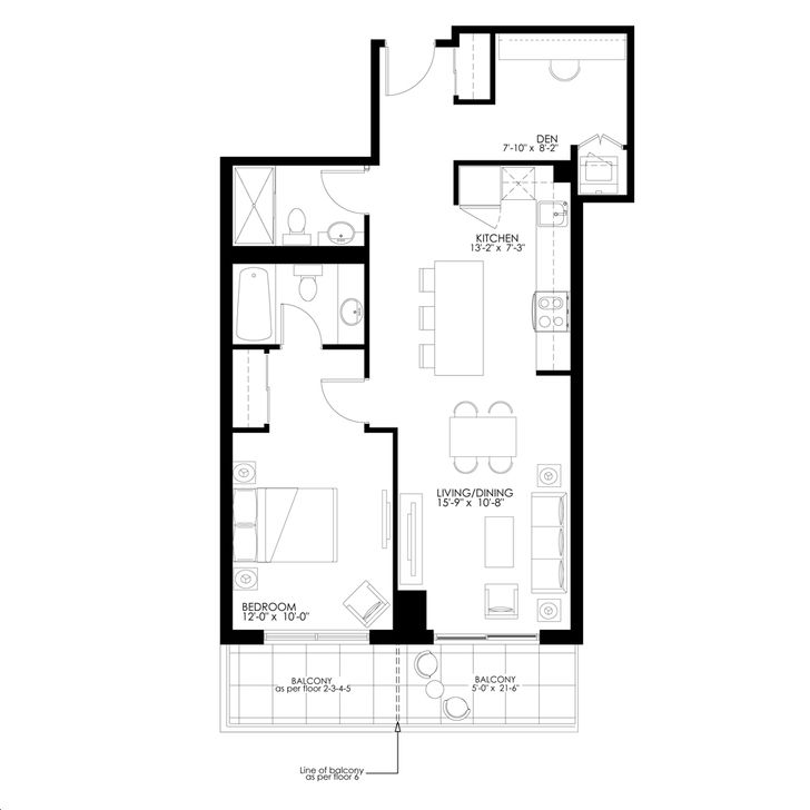 Bristol Condos by YYZed Tate Floorplan 1 bed & 2 bath