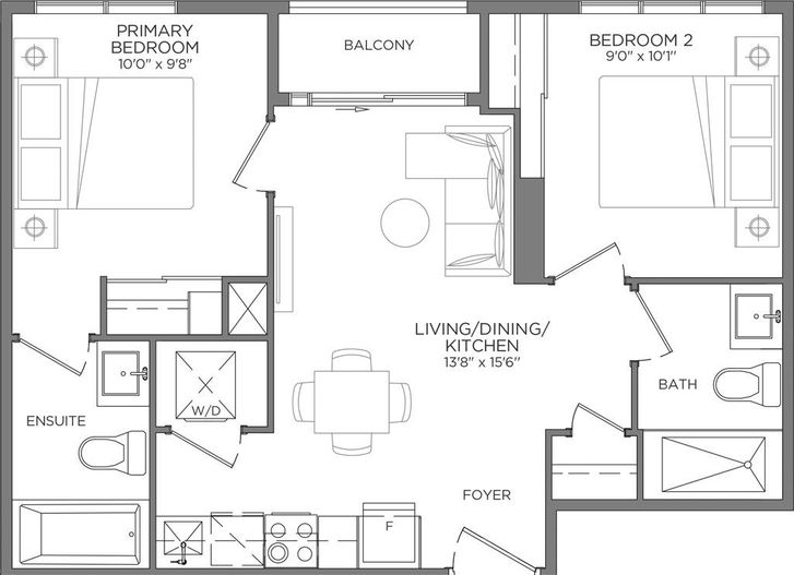 Bristol Place Condos by Solmar Suite 2A Floorplan 2 bed & 2 bath