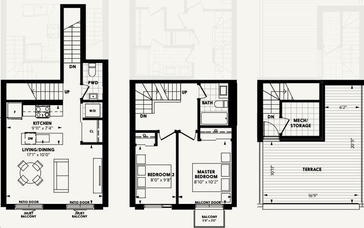 Brockton Commons by GreatGulf C2 Floorplan 2 bed & 1.5 bath