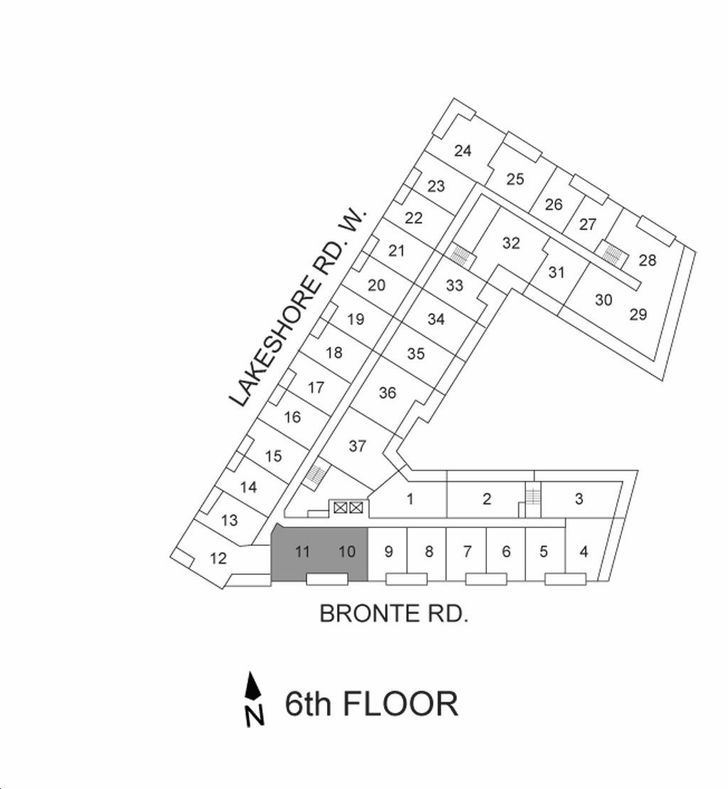 Bronte Lakeside Condos Unit 610/611 Key Plan