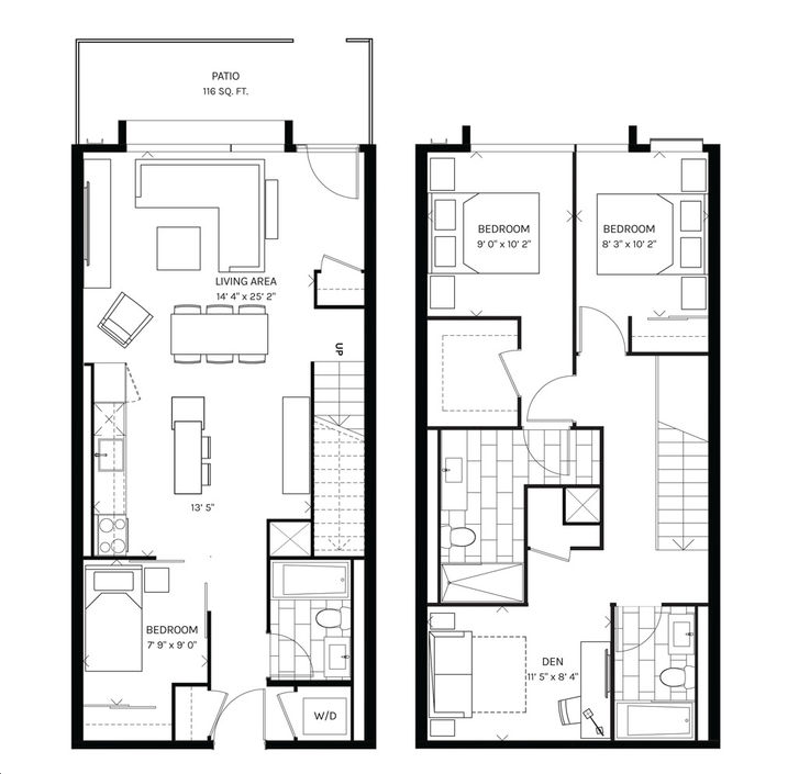 Canary Commons Condos by Dream-Development |TH5 Floorplan 3 bed & 3 bath