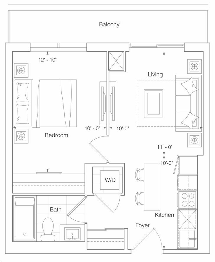 Canopy Towers 2 by Liberty |1FZ Floorplan 1 bed & 1 bath