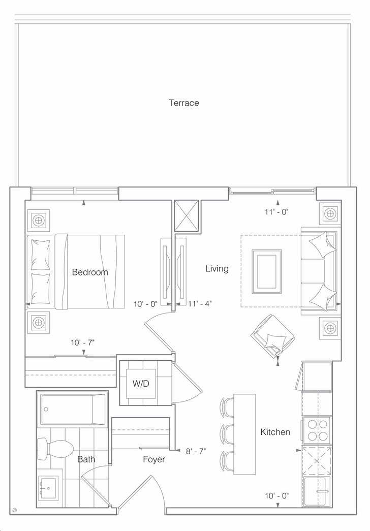 Canopy Towers 2 by Liberty |1JZ *Terrace Suite* Floorplan 1 bed & 1 bath