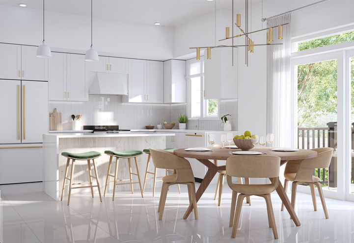 Canterbury Lanes Kitchen with Island and Dining Space