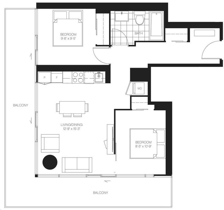 Casa III Condos by Cresford |Birkin Floorplan 2 bed & 1 bath