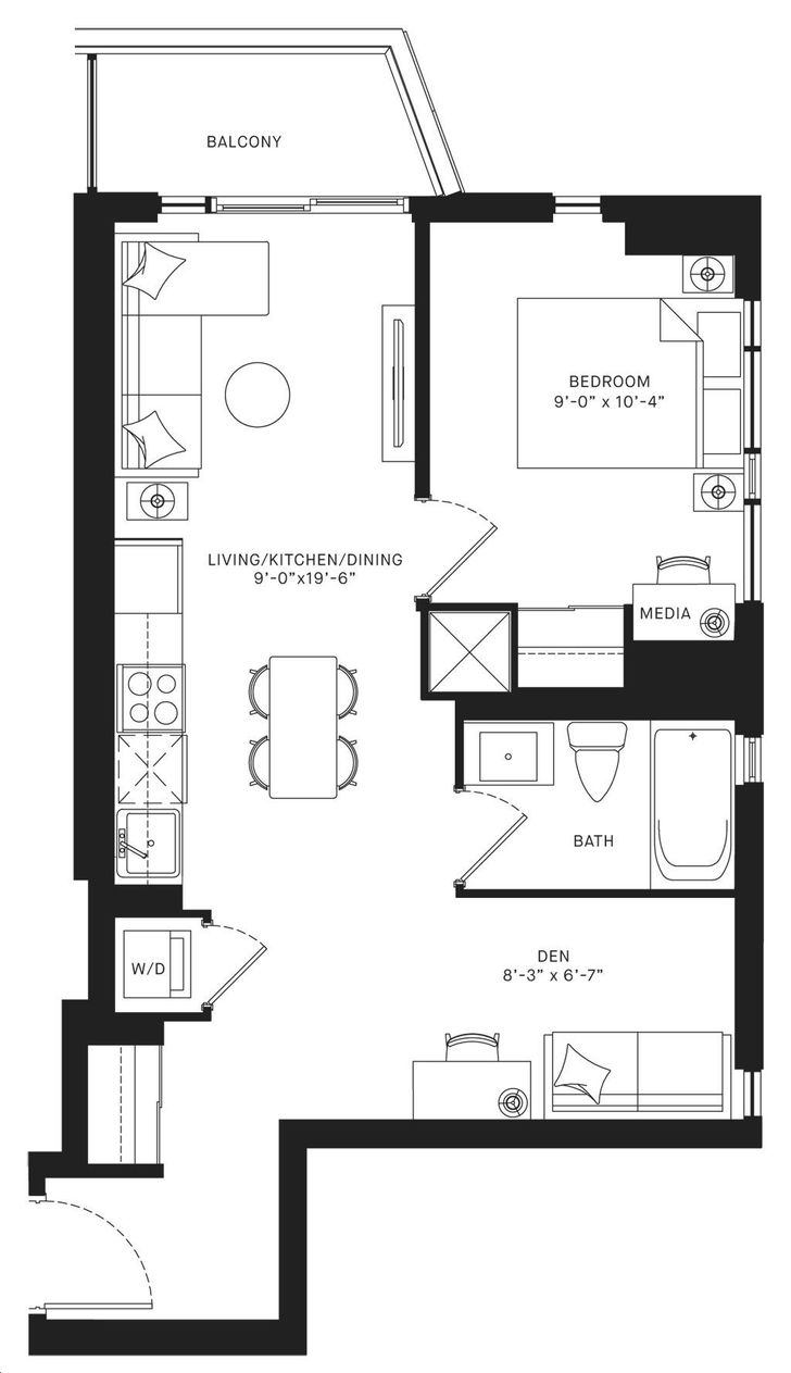 Centricity Condos by Graywood |1R+D Floorplan 1 bed & 1 bath