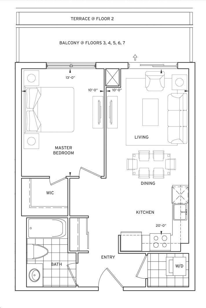 Centro Square Condos by Liberty |1b Floorplan 1 bed & 1 bath