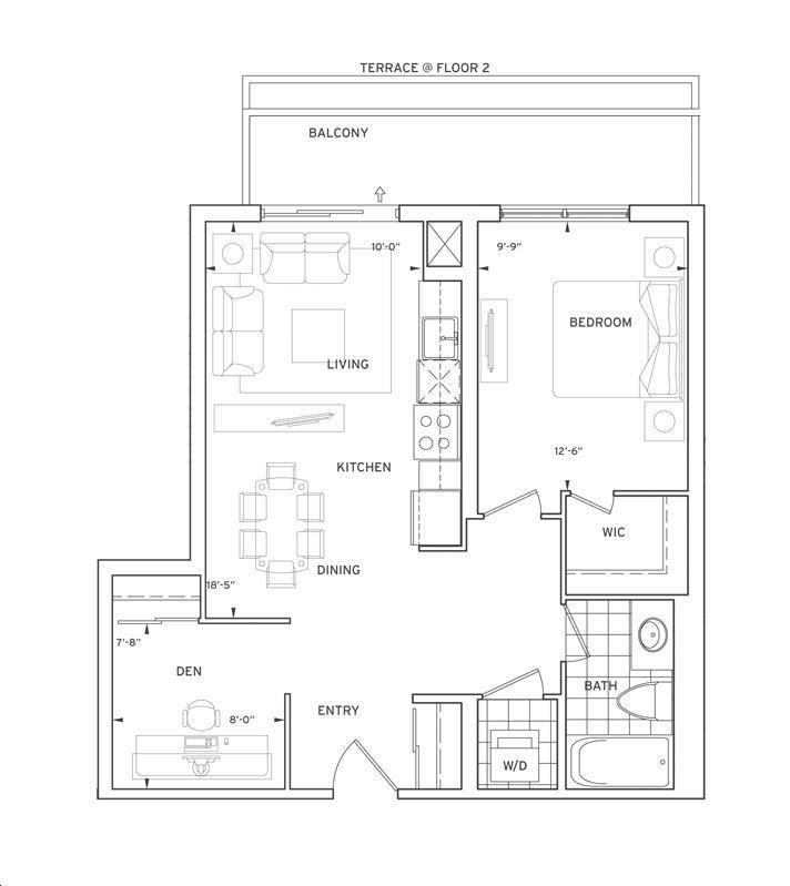Centro Square Condos by Liberty 1nd Floorplan 1 bed & 1 bath