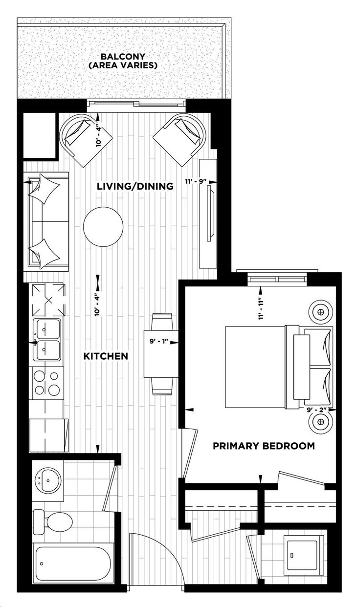 Century Condos by DeSantis |Wesley Floorplan 1 bed & 1 bath