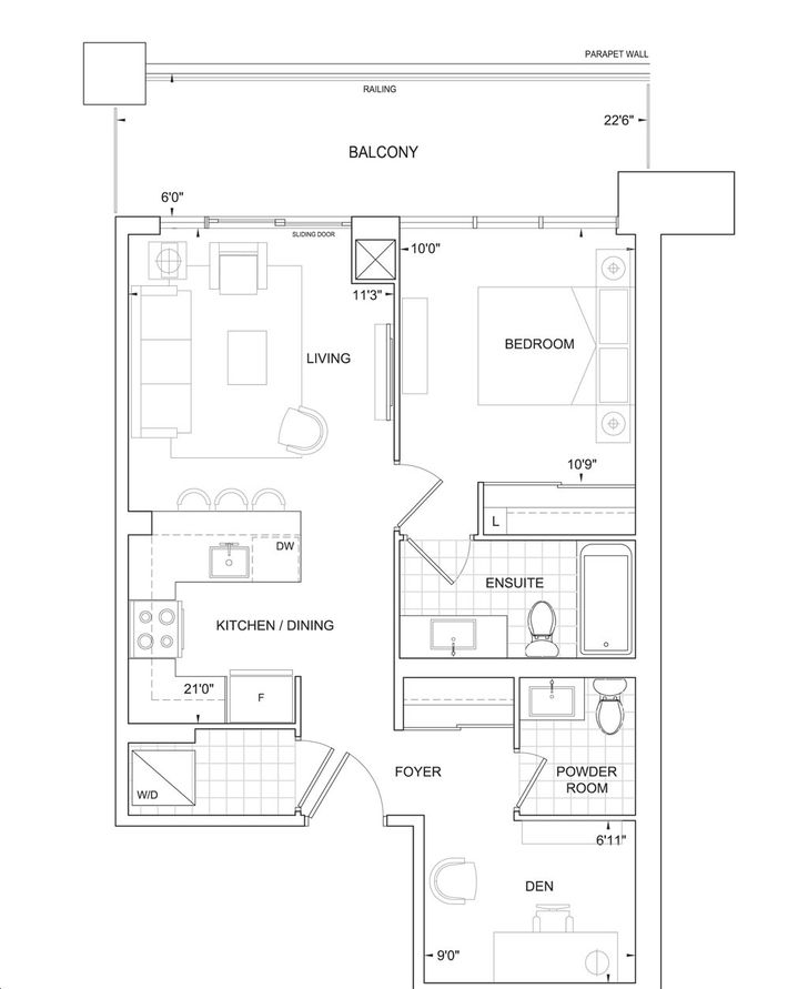 Charisma Condos 3 by Greenpark |B664 Floorplan 1 bed & 1.5 bath