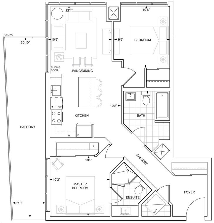 Charisma Condos by Greenpark |PH C 874 Floorplan 2 bed & 2 bath