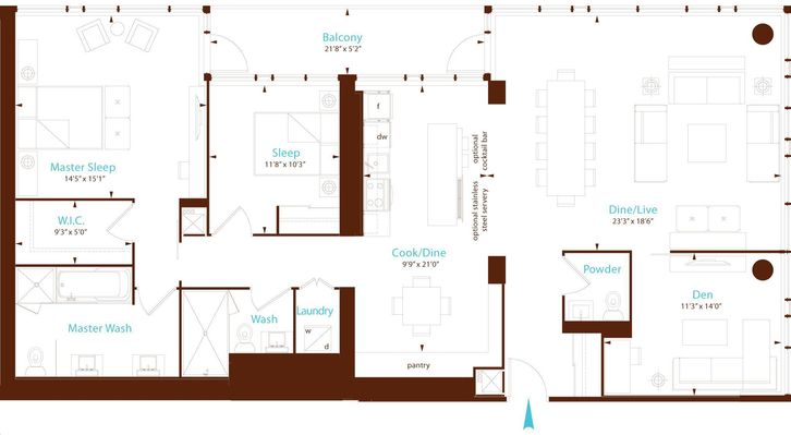 Charlie Condos by GreatGulf silk Floorplan 2 bed & 3 bath