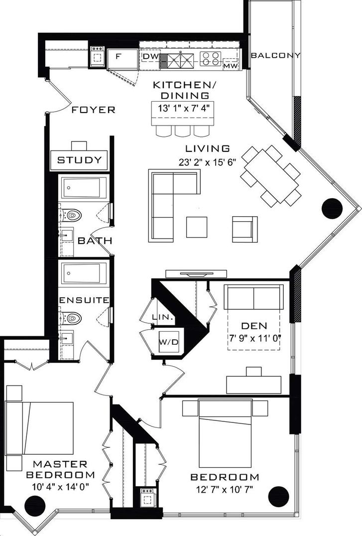 Chaz.Yorkville by Edenshaw Campos 1298 Floorplan 2 bed