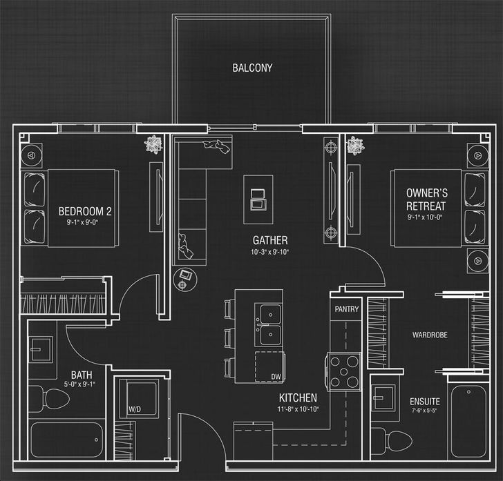 Clover in Carrington Calgary by Truman |Model A Floorplan 2 bed & 2 bath