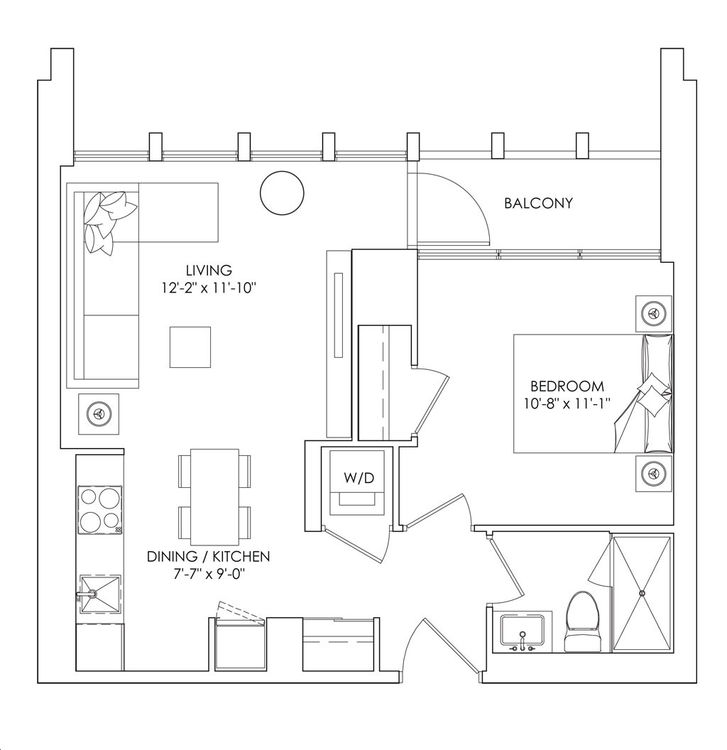 Crosstown Condos 2 by AspenRidge 1A Floorplan 1 bed & 1 bath