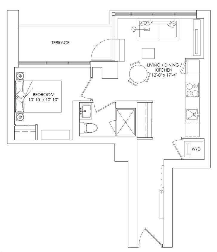 Crosstown Condos 2 by Aspen-Ridge |1C Floorplan 1 bed & 1 bath