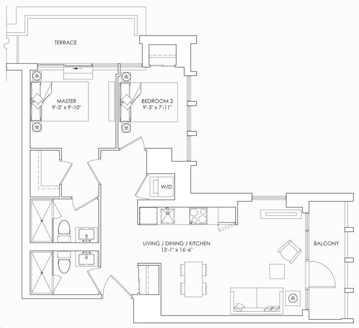 Crosstown Condos 2 by Aspen-Ridge |2T *Terrace Unit* Floorplan 2 bed ...