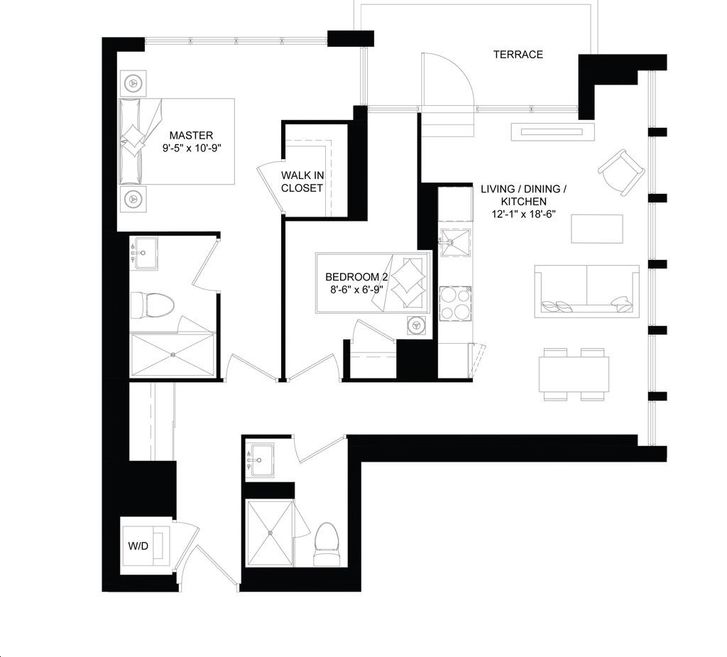 Crosstown Condos 3 by Aspen-Ridge |2H Floorplan 2 bed & 2 bath