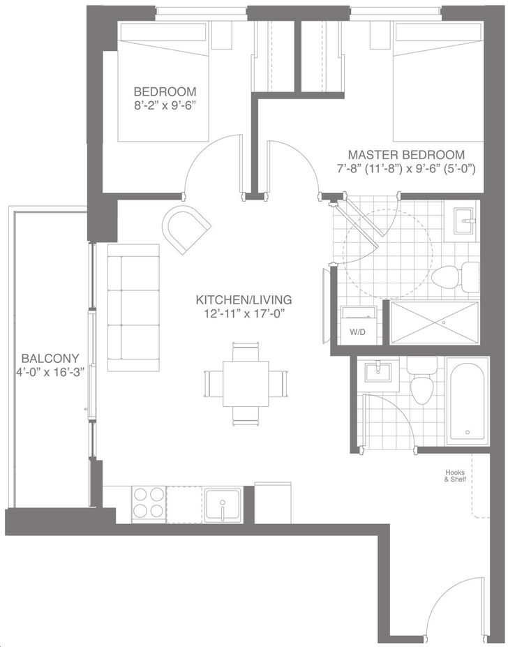 DTK Condos by IN8-Developments |Suite 2C Floorplan 2 bed & 2 bath