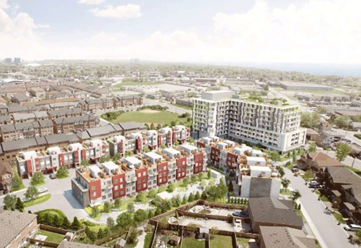 Aerial View of Danforth Square Towns Former Rendering