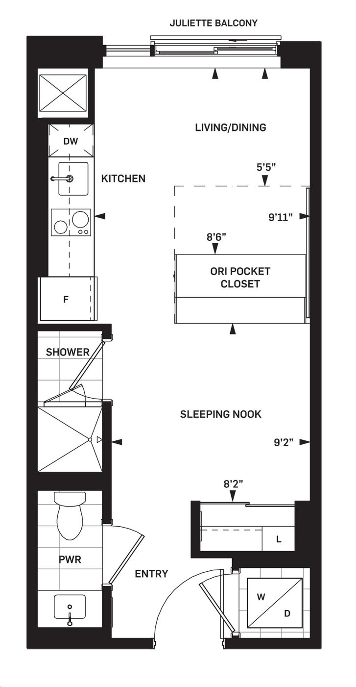 Daniels on Parliament Condos by Daniels |Kintyre Floorplan 0 bed & 1 bath