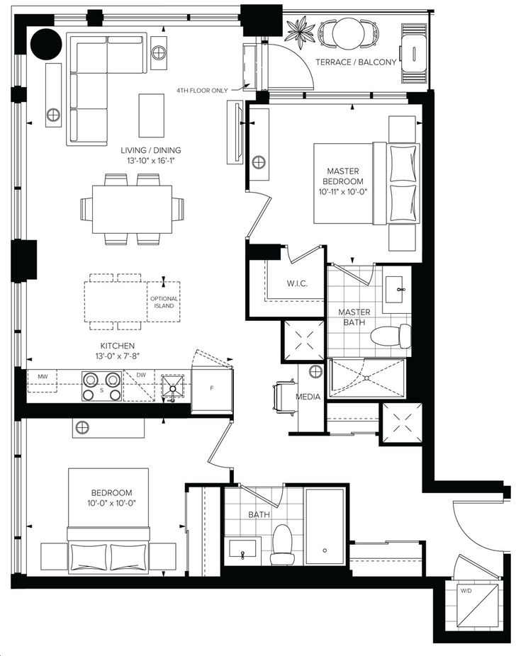 Distrikt Trailside Condos by Distrikt DT 931 Floorplan 2 bed 2 bath