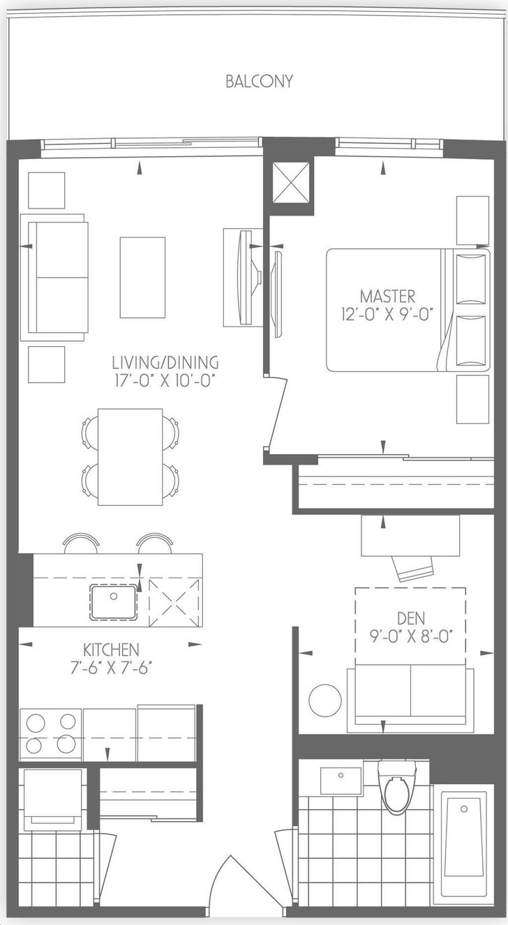 Dream Tower at Emerald City by Almadev |Idyll Floorplan 1 bed & 1 bath