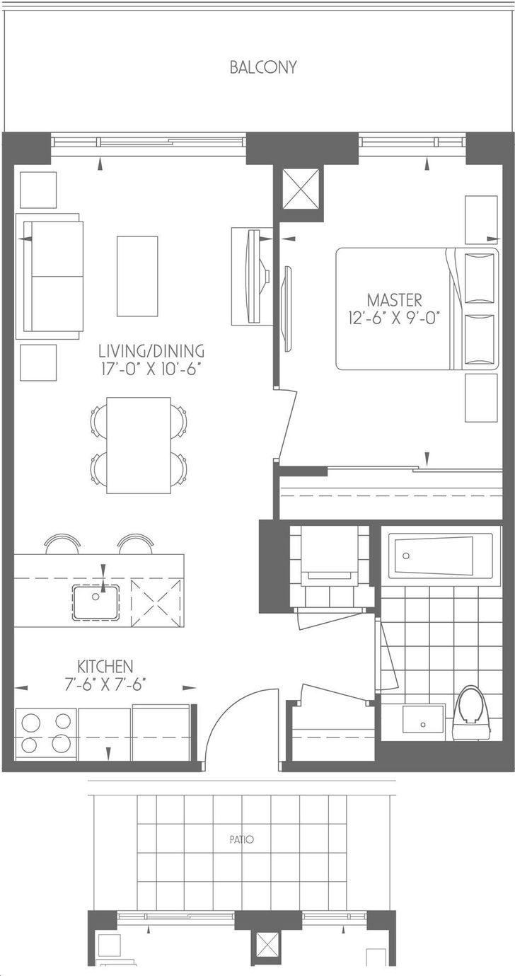 Dream Tower at Emerald City by Almadev |Vista Floorplan 1 bed & 1 bath