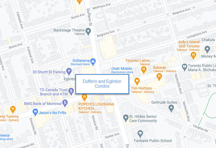 Dufferin and Eglinton Condos Map Location