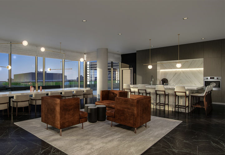Duo Condos at Station Park Sky Deck Fire Pit and Lounge Area