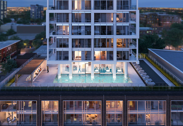 Exterior View of Amenity Area at East 55 Condos