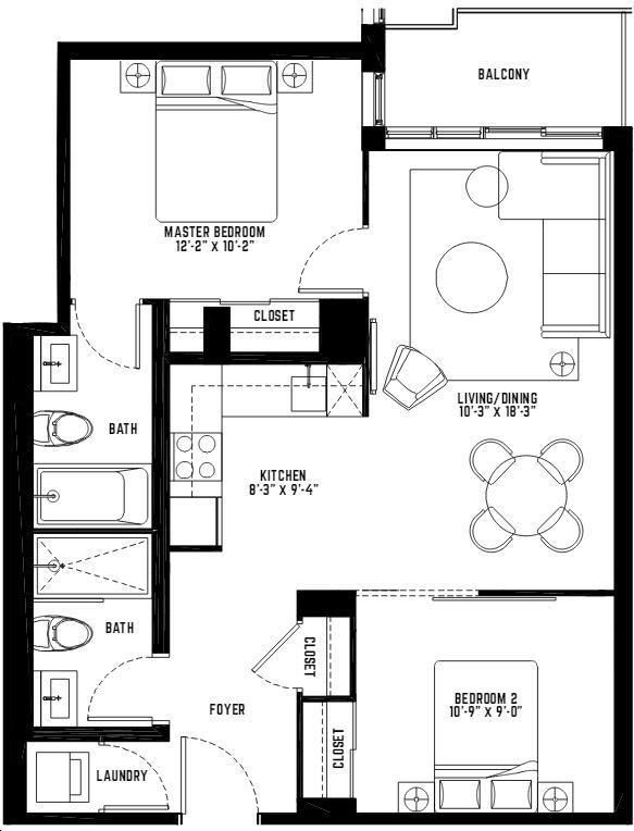 East United Condos by SigNature-Communites |785 Floorplan 2 bed & 2 bath