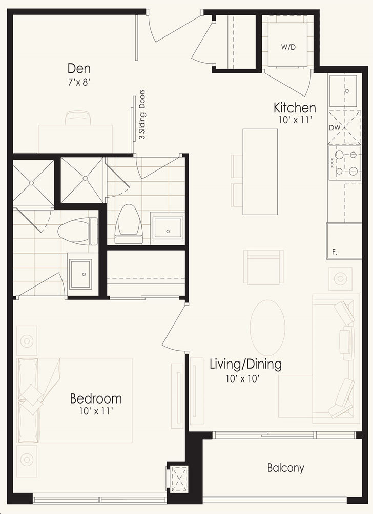 Edge Towers 2 by Solmar |Ruby Floorplan 1 bed & 2 bath