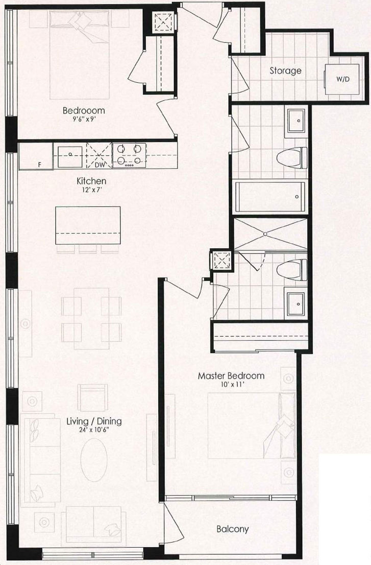 Edge Towers by Solmar |2K1 Floorplan 2 bed & 2 bath