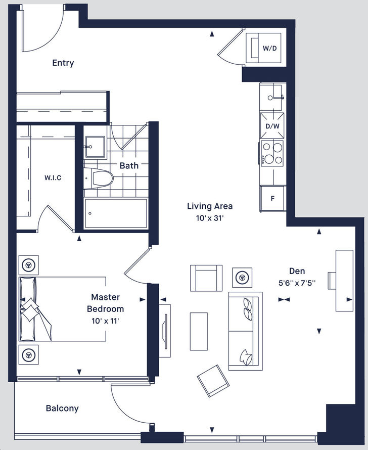 Eight Forty Condos by Worsley-Urban |Cherrywood Floorplan 1 bed & 1 bath