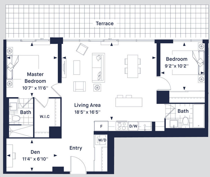 Eight Forty Condos by Worsley-Urban |Conway Floorplan 2 bed & 2 bath