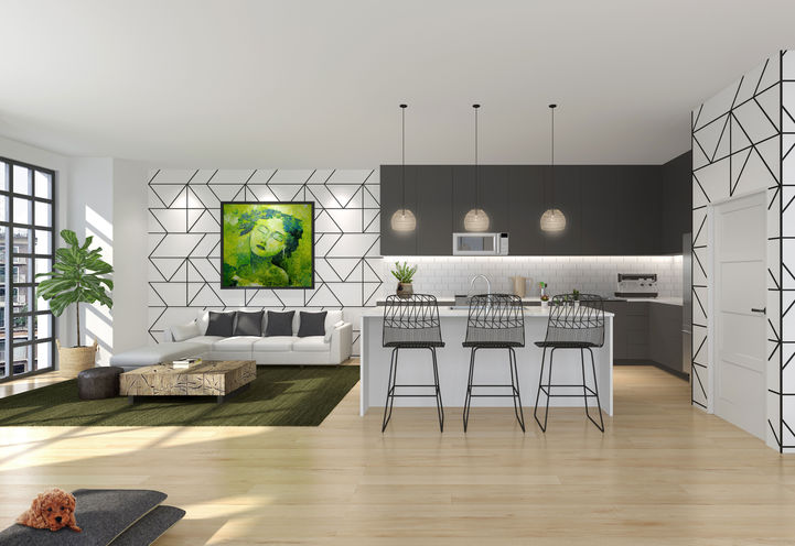 Interior Living Room Finishes at Elevate at Logan Townhomes