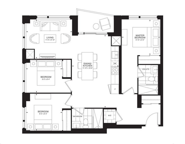 Empire Quay House Condos by Empire |Tortuga Floorplan 3 bed & 2.5 bath