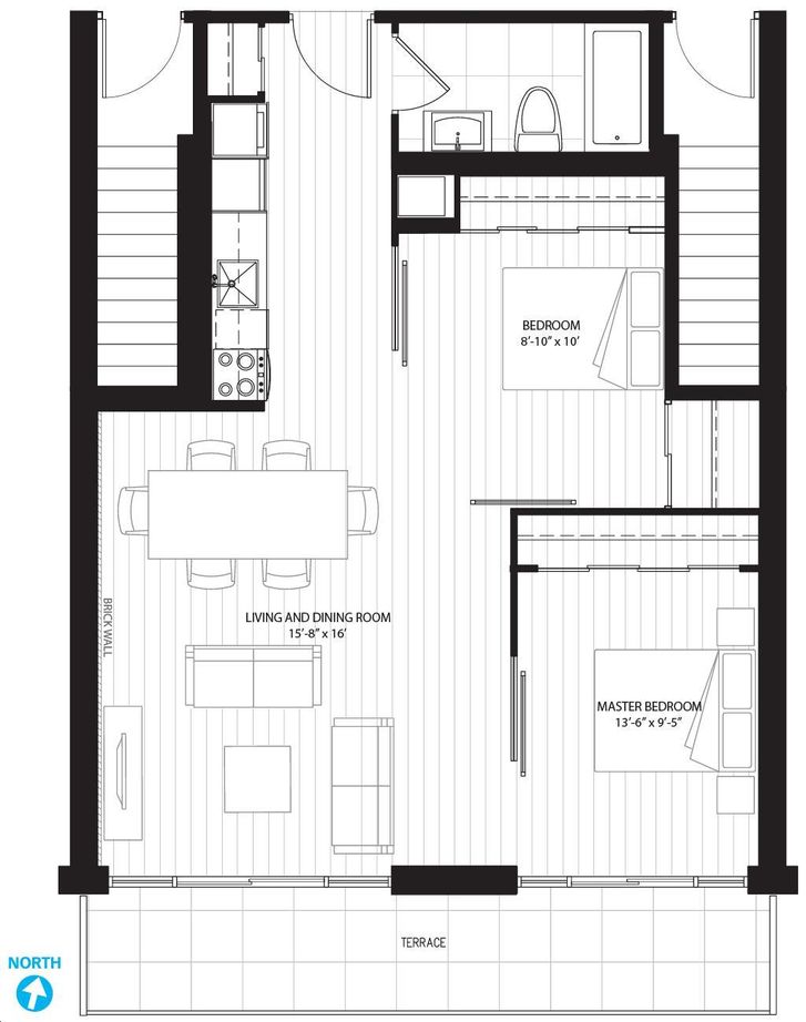 Enigma Lofts by Aragon S1 Floorplan 2 bed & 1 bath