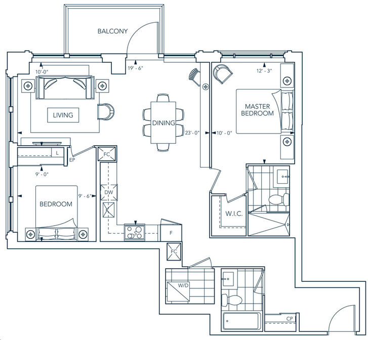 Evermore at West Village Condos by Tridel |2P Floorplan 2 bed & 2 bath