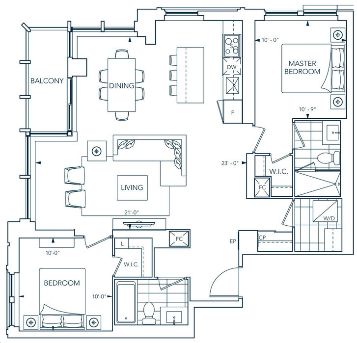 Evermore at West Village Condos by Tridel 2R Floorplan 2