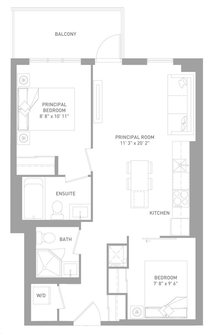 Express Condos 2 by Malibu Wilson 660 Floorplan 2 bed & 2 bath