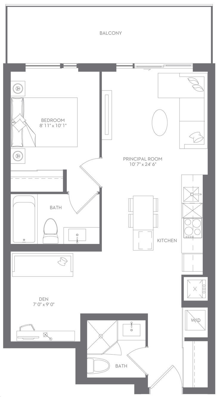 Express Condos by Malibu |Lawrence (641 sq.ft.) Floorplan 1 bed & 2 bath