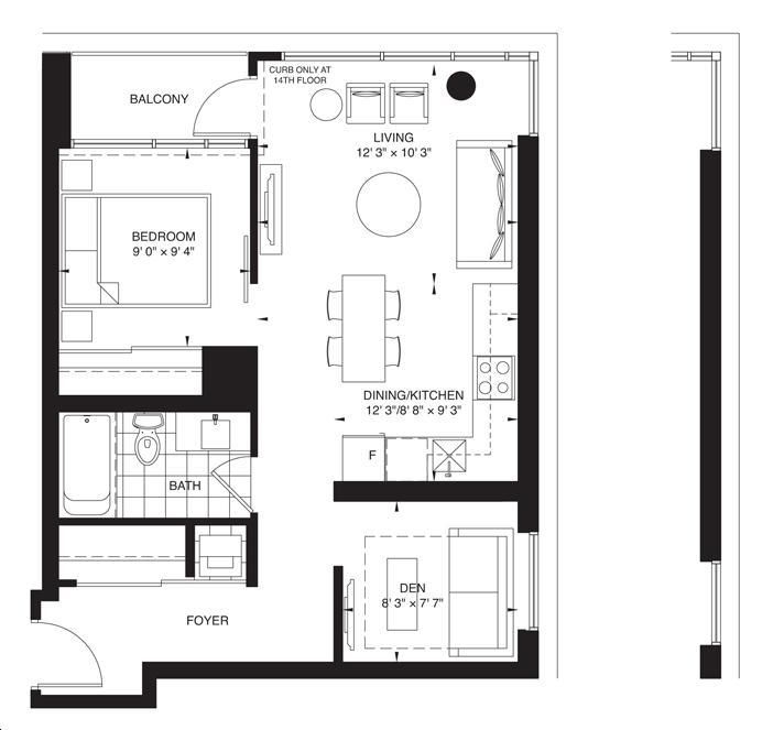 Fabrik Condominiums by Menkes BAKER Floorplan 1 bed & 1 bath