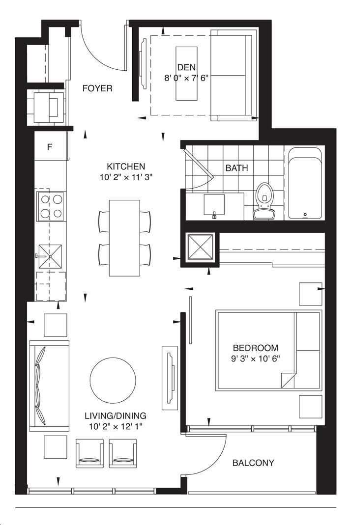 Fabrik Condominiums by Menkes |BELMONT Floorplan 1 bed & 1 bath