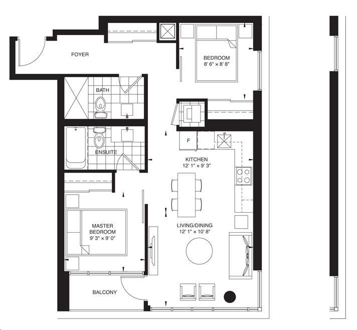 Fabrik Condominiums by Menkes Carnaby Floorplan 2 bed & 2