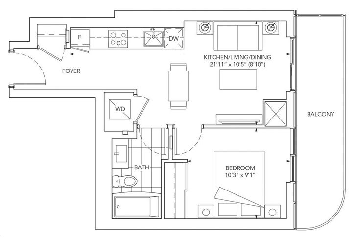 Festival Condos by Menkes |Milan 475 Floorplan 1 bed & 1 bath